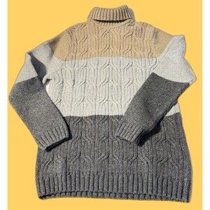 Tasso Elba Men XL 55% Wool45% Nylon Brown light gray dark Gray Sweater Was Clean